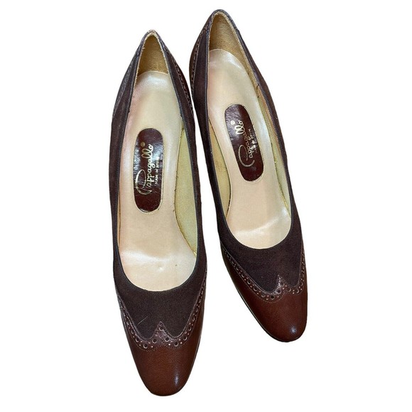 Pappagallo Dress Shoes Pumps Heels Size 8 N Red Brown‎ Leather Made in Spain - Picture 3 of 13